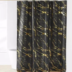 Tenda da doccia effetto marmo (180 x 200 cm) Aquamarbre Nero