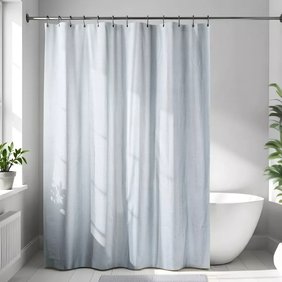 Tenda da doccia in microfibra (180 x 200 cm) Goffrato Grigio chiaro