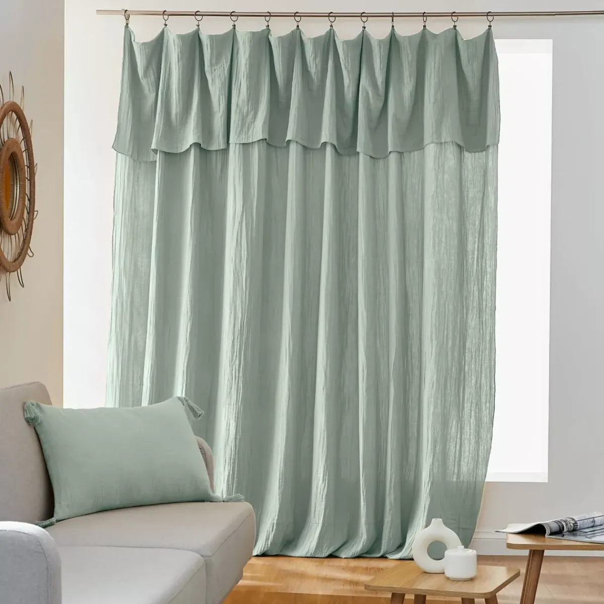 Outlet Tenda garza di cotone regolabile Gaïa Verde eucalypto Tende