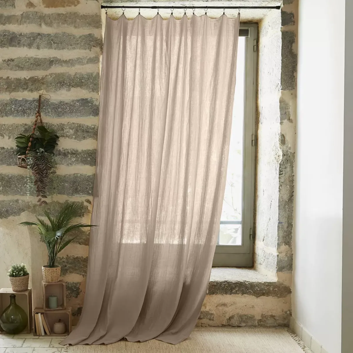 Online Tenda garza di cotone regolabile (180 x max 300 cm) Gaïa Marrone Tende