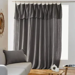 Sale Tenda garza di cotone regolabile Gaïa Grigio granito Tende