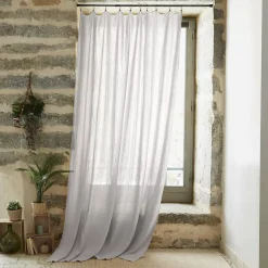 New Tenda garza di cotone regolabile (180 x max 300 cm) Gaïa Grigio nuvola Tende