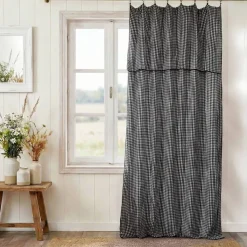 Discount Tenda garza di cotone regolabile (140 x max 180 cm) Gaïa vichy Nero Tende