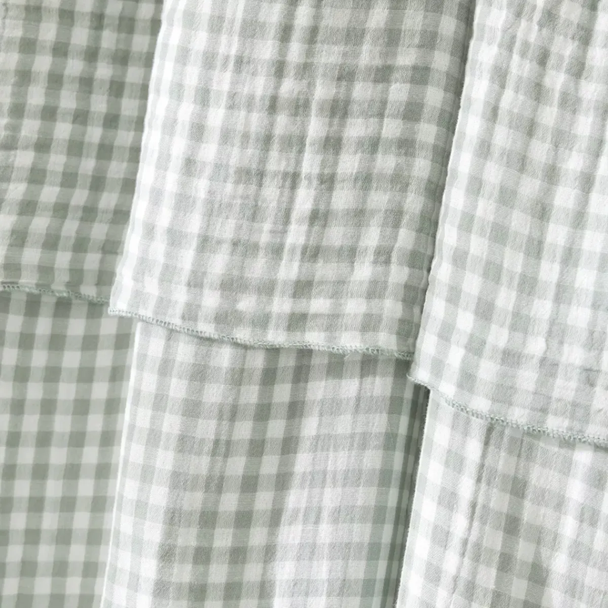 Online Tenda in doppio voile di cotone regolabile Gaïa vichy Verde eucalipto Tende