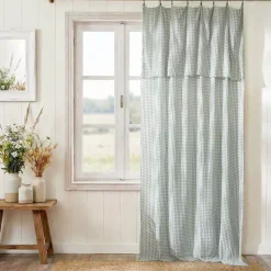 Clearance Tenda in doppio voile di cotone regolabile (140 x max 180 cm) Gaïa vichy Verde eucalipto Tende