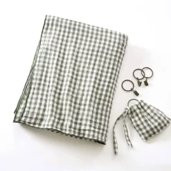 Outlet Tenda in doppio voile di cotone regolabile (140 x max 180 cm) Gaïa vichy Verde rosmarino Tende