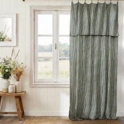Outlet Tenda in doppio voile di cotone regolabile (140 x max 180 cm) Gaïa vichy Verde rosmarino Tende