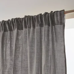 Hot Tenda in garza di cotone a passanti nascosti (140 x 240 cm) Gaïa Grigio granito Tende