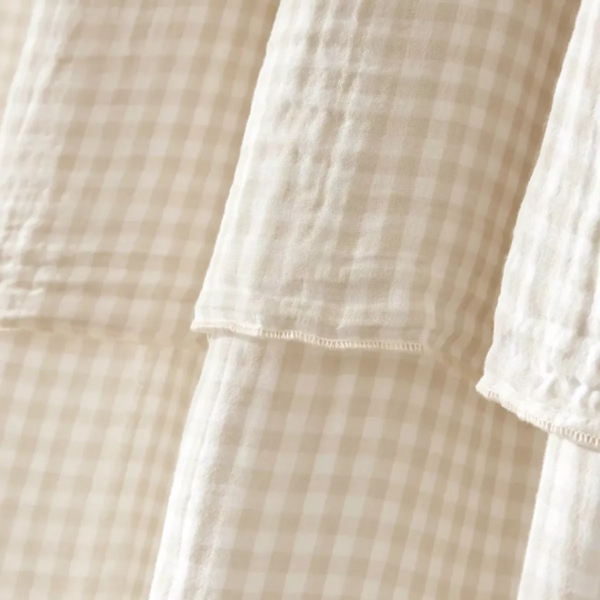 Clearance Tenda in garza di cotone regolabile (140 x max 180 cm) Gaïa vichy Beige Tende