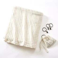 Clearance Tenda in garza di cotone regolabile (140 x max 180 cm) Gaïa vichy Beige Tende