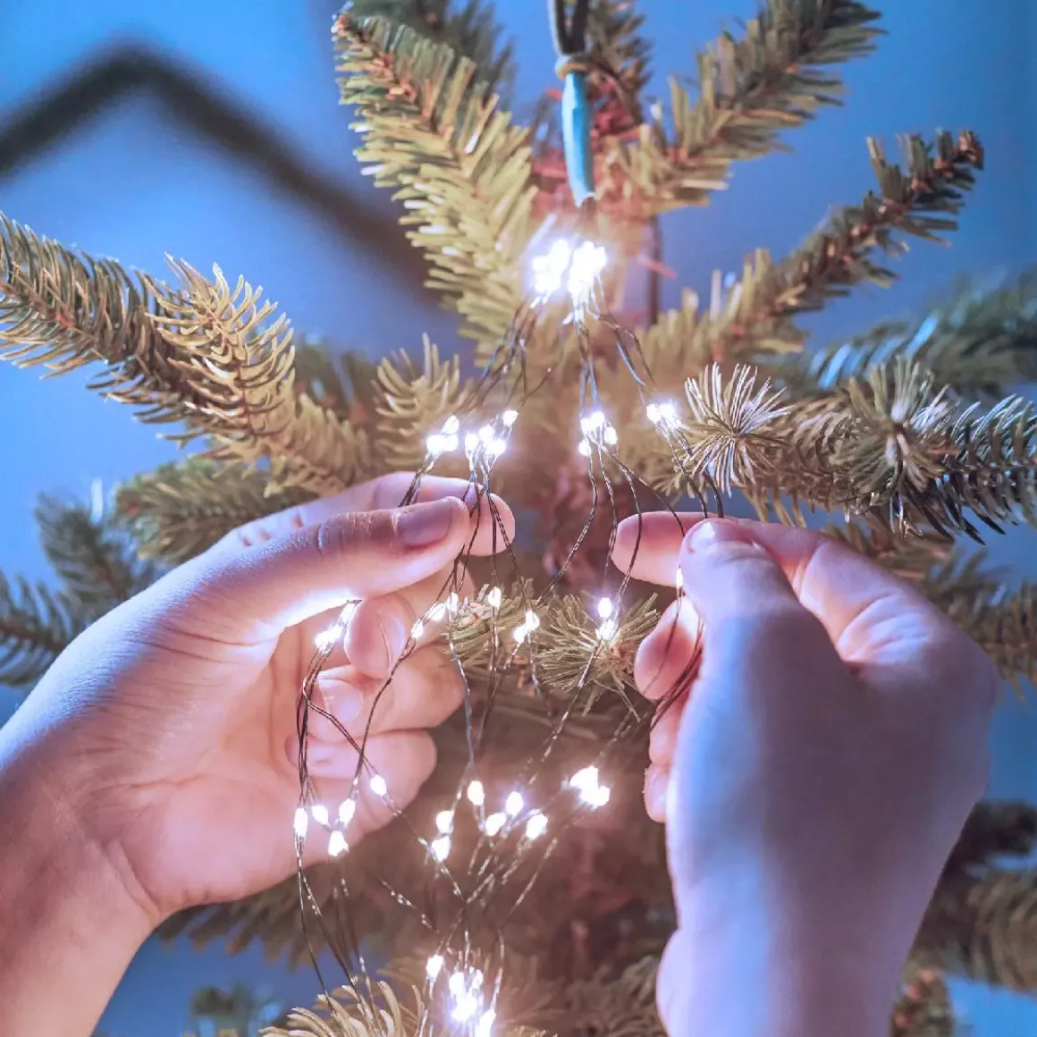 Tenda per albero Flashing light Alt. 1,80 m Bianco freddo 408 LED