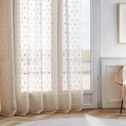 Sale Tenda trasparente con nastri arricciati e pon pon Emie Tende Trasparenti