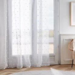 Hot Tenda trasparente con nastrino fronzuto e pon pon Emie Tende Trasparenti