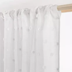 Hot Tenda trasparente con nastrino fronzuto e pon pon Emie Tende Trasparenti
