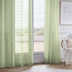 Tenda trasparente con occhielli pon pon (140 x 240 cm) Emie Tende Trasparenti