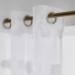 Sale Tenda trasparente con occhielli e pon pon (140 x 240 cm) Suzie Tende Trasparenti