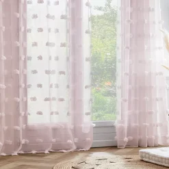 Tenda trasparente con occhielli e pon pon (180 x 240 cm) Suzie Rose Tende Trasparenti
