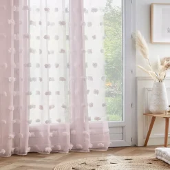 Online Tenda trasparente con occhielli e pon pon Suzie Rose Tende Trasparenti