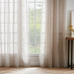 Tenda trasparente con occhielli con pon pon (180 x 240 cm) Axel Tende Trasparenti