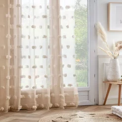 Clearance Tenda trasparente con passanti nascosti e pon pon Suzie Tende Trasparenti