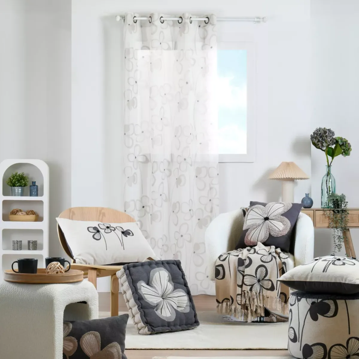 Tenda (135 x 260 cm) Tilda Ecru Tende Trasparenti