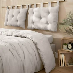 Clearance Testiera cuscino garza di cotone (80 x 50 cm) Gaïa Grigio nuvola Testate Letto