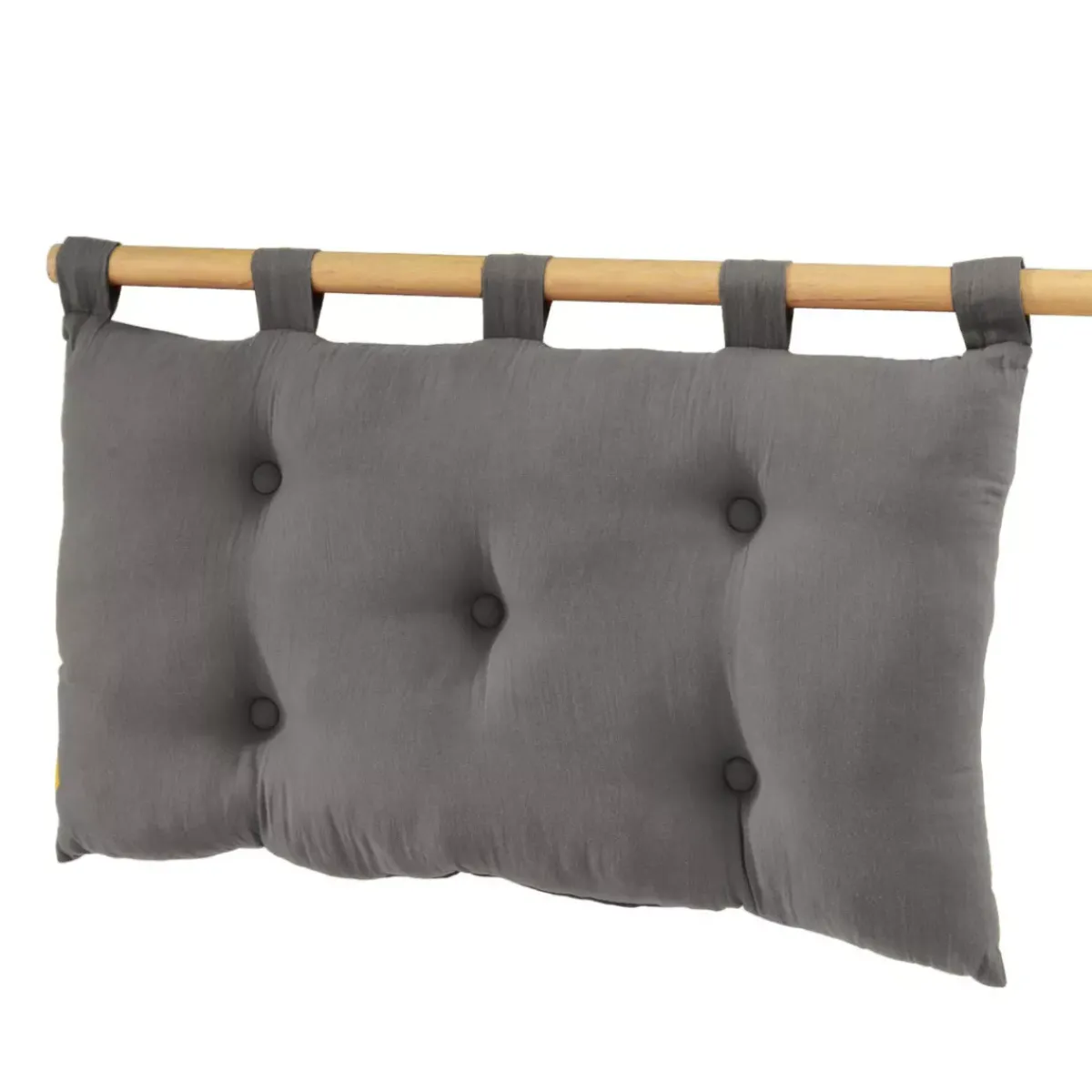 Testiera cuscino garza di cotone (80 x 50 cm) Gaïa Grigio granito Testate Letto