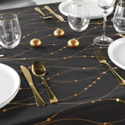 Tovaglia di Natale rettangolare anti macchia (140 x 240 cm) Firmament Nero e dorato