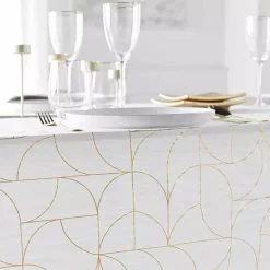 Tovaglia di Natale rettangolare anti macchia (140 x 240 cm) Louxor Bianco e dorato