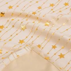 Tovaglia natalizia rettangolare (140 x 240 cm) Pioggia di stelle Avorio e oro