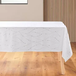 Tovaglia natalizia rettangolare (140 x 240 cm) Astrelia Bianco e argento