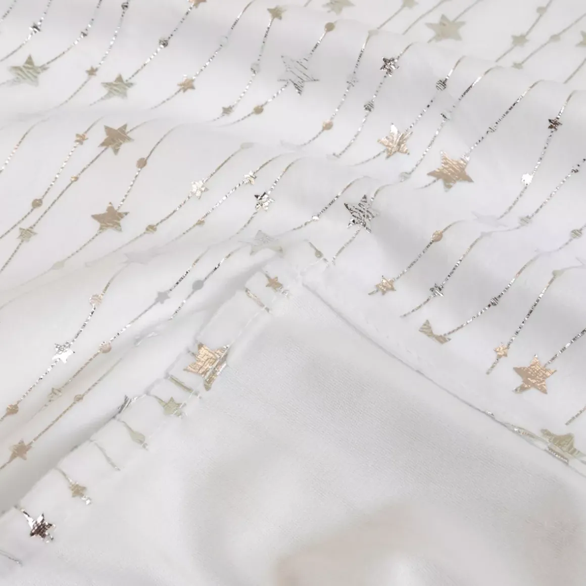 Tovaglia natalizia rettangolare (140 x 240 cm) Pioggia di stelle Bianca