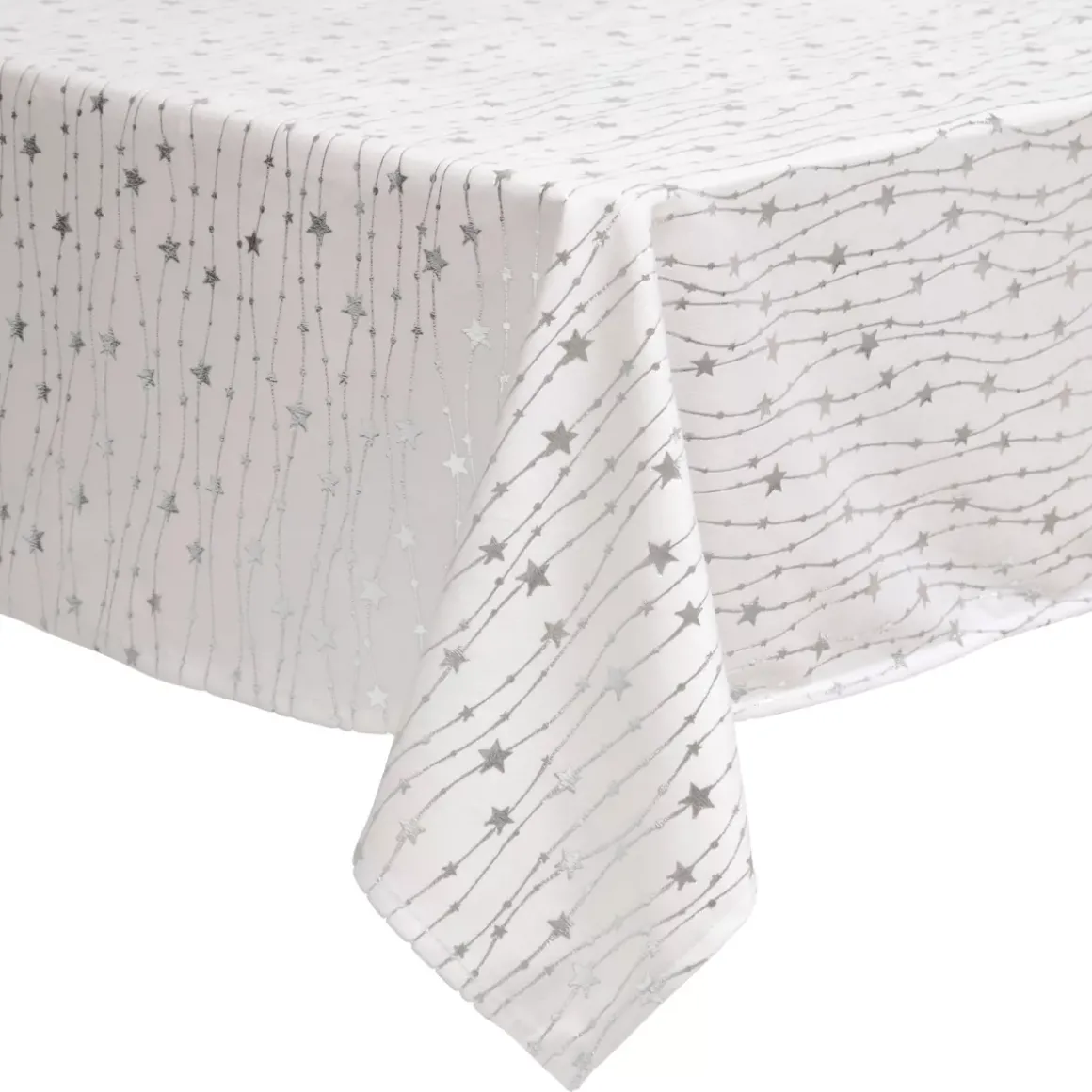Tovaglia natalizia rettangolare (140 x 240 cm) Pioggia di stelle Bianca