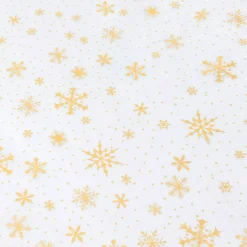 Tovaglia natalizia rettangolare (140 x 240 cm) Fiocco di Neve Bianco e oro
