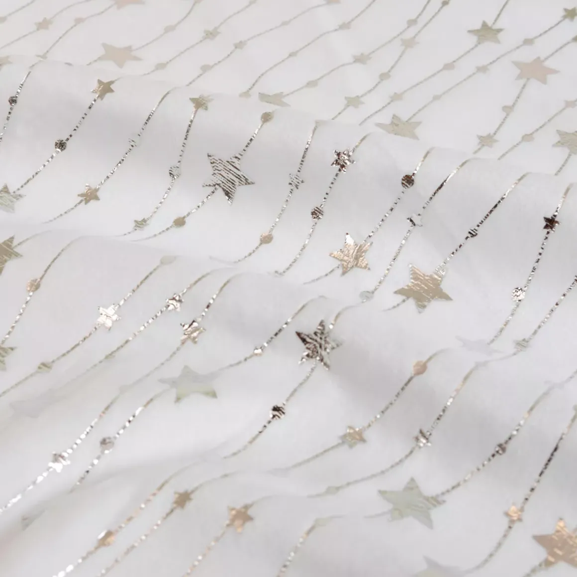 Tovaglia natalizia rettangolare (140 x 360 cm) Pioggia di stelle Bianca