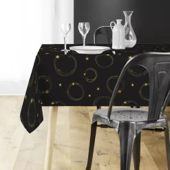 Tovaglia natalizia rettangolare (150 x 240 cm) Star Nero e Oro
