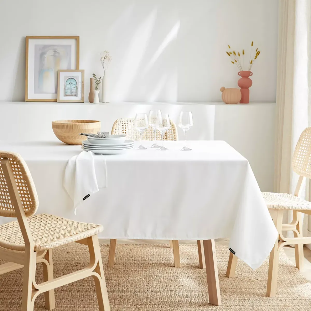 Outlet Tovaglia rettangolare antimacchia (140 x 250 cm) Elise Bianca Tovaglie