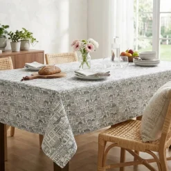 Sale Tovaglia rettangolare cotone antimacchia (150 x 250 cm) Home Grigia Tovaglie