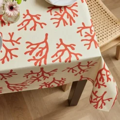 Tovaglia rettangolare cotone antimacchia (150 x 350 cm) Moorea Corallo Tovaglie