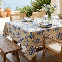 Tovaglia rettangolare cotone antimacchia (150 x 250 cm) Moorea Blu