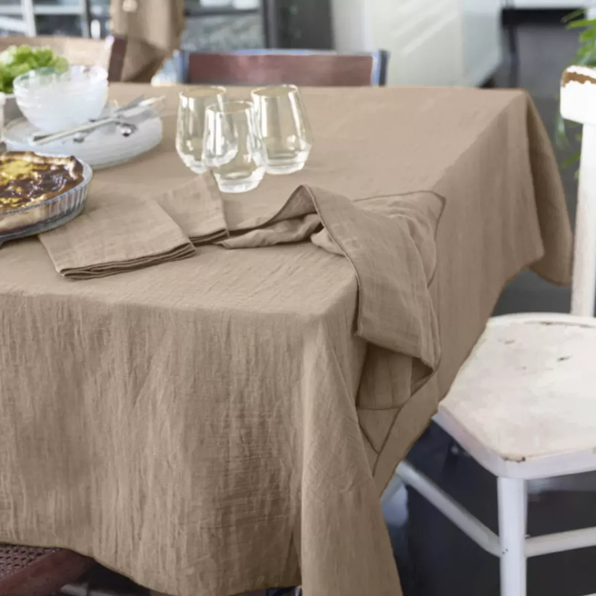 Best Tovaglia rettangolare garza di cotone (150 x 250 cm) Gaïa Marrone Tovaglie
