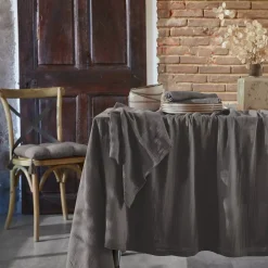 Tovaglia rettangolare garza di cotone (L250 cm) Gaïa Grigio granito