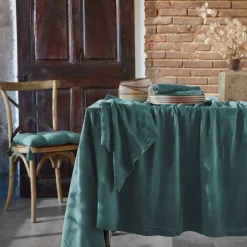 Tovaglia rettangolare garza di cotone (L350 cm) Gaïa Blu anatra