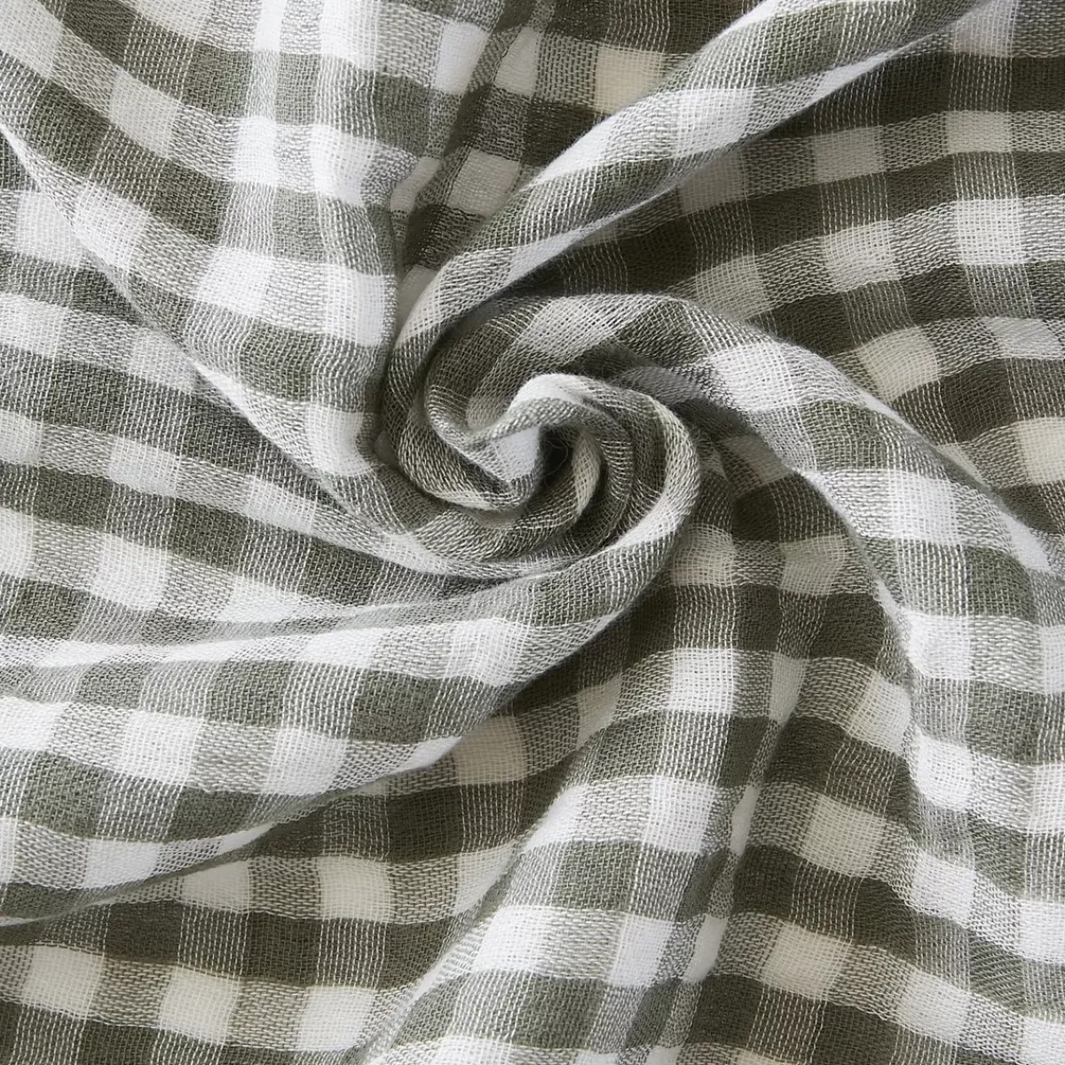 Hot Tovaglia rettangolare in doppia garza di cotone (150 x 350 cm) Gaïa vichy Verde rosmarino Tovaglie