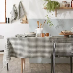 Outlet Tovaglia rettangolare in doppia garza di cotone (150 x 250 cm) Gaïa vichy Verde rosmarino Tovaglie