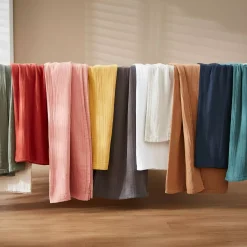 Tovaglia rettangolare in garza di cotone (150 x 350 cm) Gaïa Verde eucalipto Tovaglie