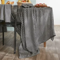 Outlet Tovaglia rettangolare in garza di cotone (150 x 250 cm) Gaïa vichy Nera Tovaglie