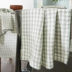 Tovaglia rettangolare in garza di cotone (150 x 350 cm) Gaïa vichy Verde eucalipto