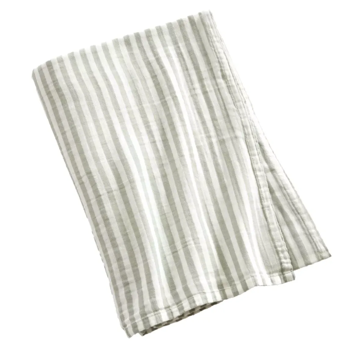 Tovaglia rettangolare in garza di cotone (150 x 350 cm) Gaïa a righe Verde eucalipto