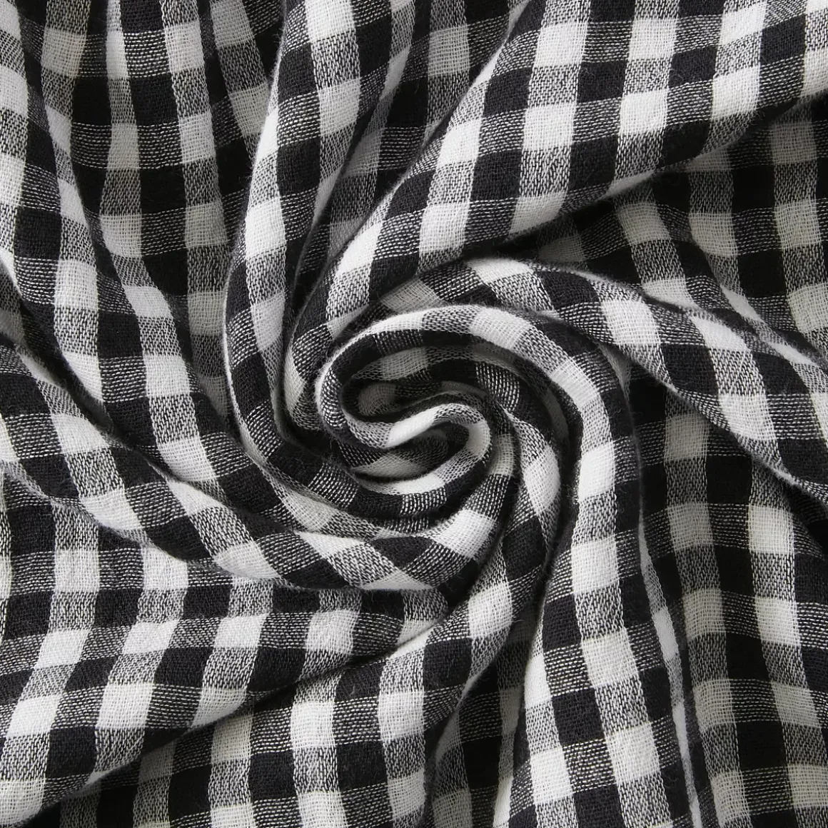 Tovaglia rettangolare in garza di cotone (150 x 350 cm) Gaïa vichy Nera